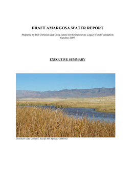 Amargosa Water Report