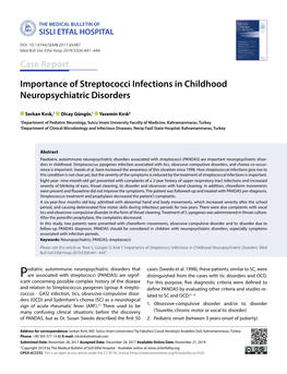 Importance of Streptococci Infections in Childhood Neuropsychiatric Disorders
