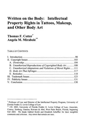 Intellectual Property Rights in Tattoos, Makeup, and Other Body Art