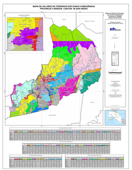 Mapa De Valores De Terrenos Por Zonas Homogéneas Provincia 4 Heredia Cantón 06 San Isidro
