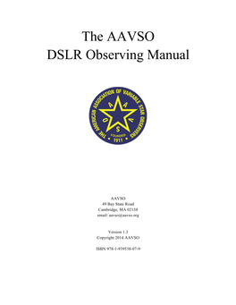 The AAVSO DSLR Observing Manual