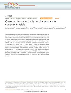 Quantum Ferroelectricity in Charge-Transfer Complex Crystals