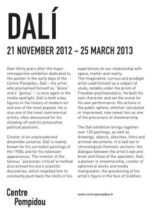 Dépliant De L'exposition Dali 2012