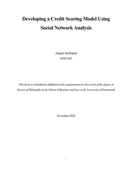 Developing a Credit Scoring Model Using Social Network Analysis