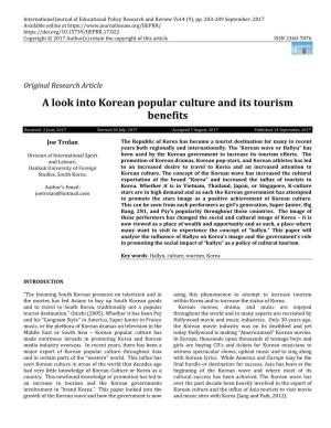 A Look Into Korean Popular Culture and Its Tourism Benefits