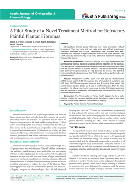 A Pilot Study of a Novel Treatment Method for Refractory Painful Plantar Fibromas