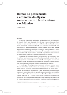 Ritmos Do Povoamento E Economia Do Algarve Romano: Entre O Mediterrâneo E O Atlântico