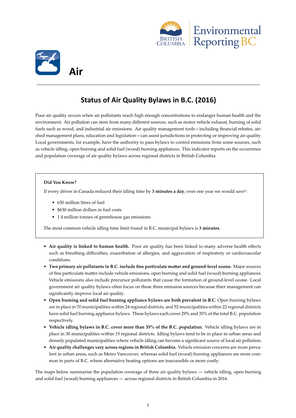 Status of Air Quality Bylaws in BC