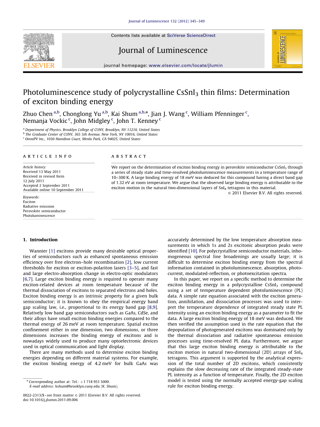 Determination of Exciton Binding Energy