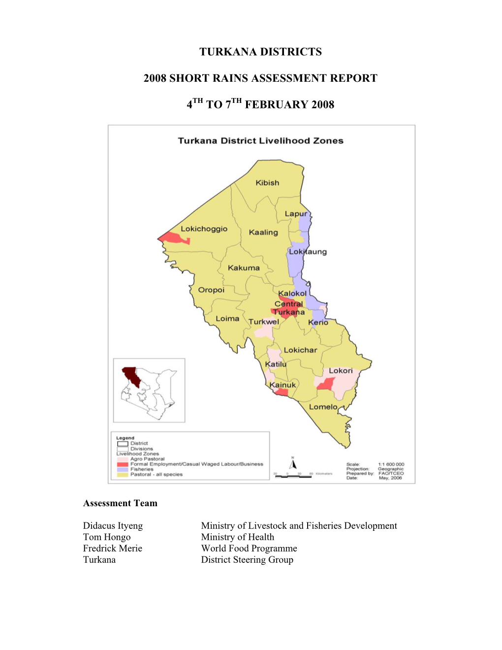 Turkana Districts 2008 Short Rains Assessment Report