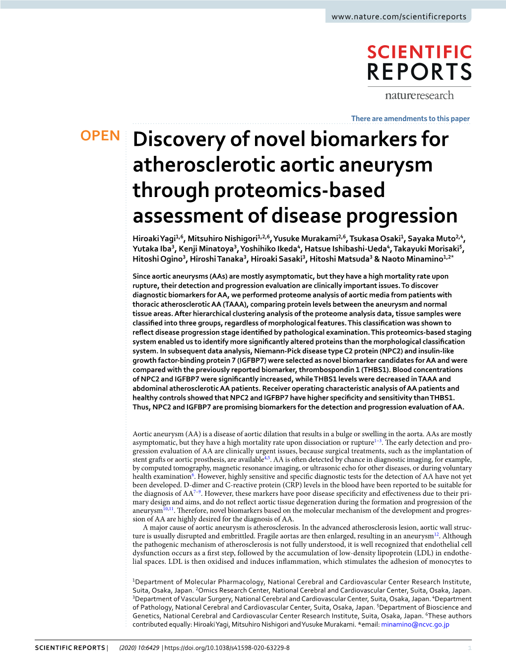 Discovery of Novel Biomarkers for Atherosclerotic Aortic Aneurysm