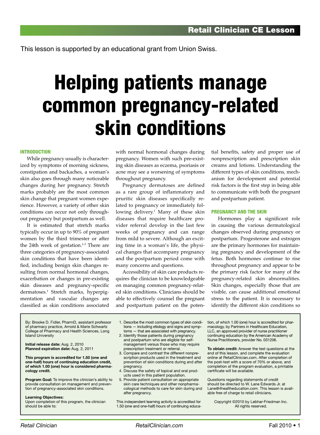 Helping Patients Manage Common Pregnancy-Related Skin Conditions