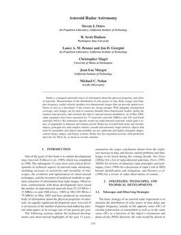 Asteroid Radar Astronomy 151