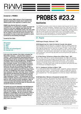 PROBES #23.2 Devoted to Exploring the Complex Map of Sound Art from Different Points of View Organised in Curatorial Series