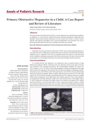 Primary Obstructive Megaureter in a Child: a Case Report and Review of Literature