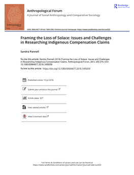 Issues and Challenges in Researching Indigenous Compensation Claims