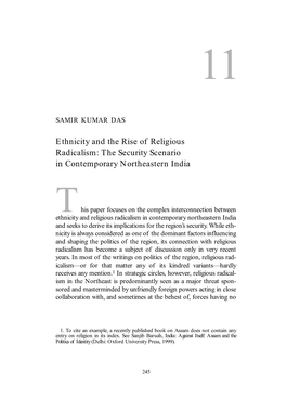 Ethnicity and the Rise of Religious Radicalism: the Security Scenario in Contemporary Northeastern India
