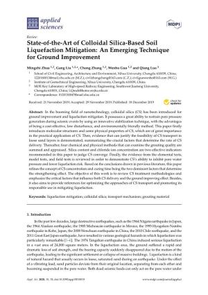 State-Of-The-Art of Colloidal Silica-Based Soil Liquefaction Mitigation: an Emerging Technique for Ground Improvement