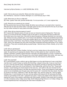 My Life's Work Interview by Myrna Daniels, L.A. JAZZ SCENE (Mar. 2012) LAJS: Tell Me About Your Early Life