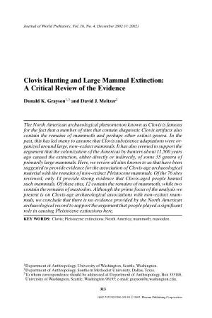 Clovis Hunting and Large Mammal Extinction: a Critical Review of the Evidence