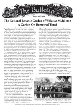 The National Botanic Garden of Wales at Middleton a Garden on Borrowed Time?