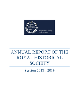 Annual Report of the Royal Historical Society 2018-2019