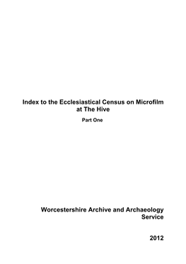 To the Ecclesiastical Census on Microfilm at the Hive