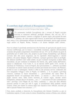 Il Contributo Degli Arbëresh Al Risorgimento Italiano SCRITTO DA PAPÀS GIUSEPPE FERRARI IL 12 GIUGNO 2007