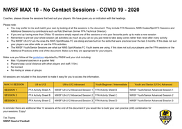 NWSF MAX 10 - No Contact Sessions - COVID 19 - 2020