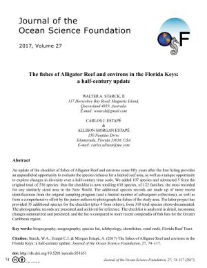 The Fishes of Alligator Reef and Environs in the Florida Keys: a Half-Century Update