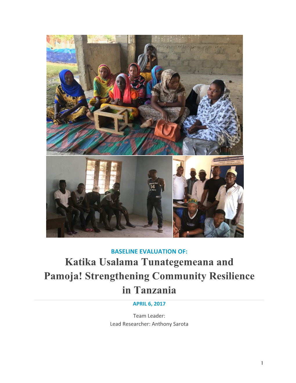 Strengthening Community Resilience in Tanzania APRIL 6, 2017