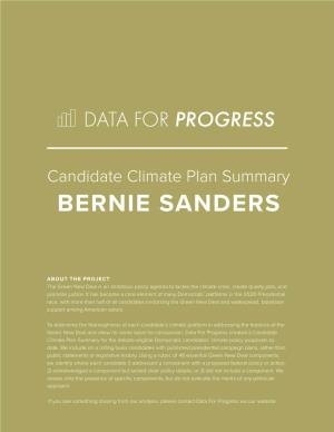 Candidate Climate Plan Summary BERNIE SANDERS
