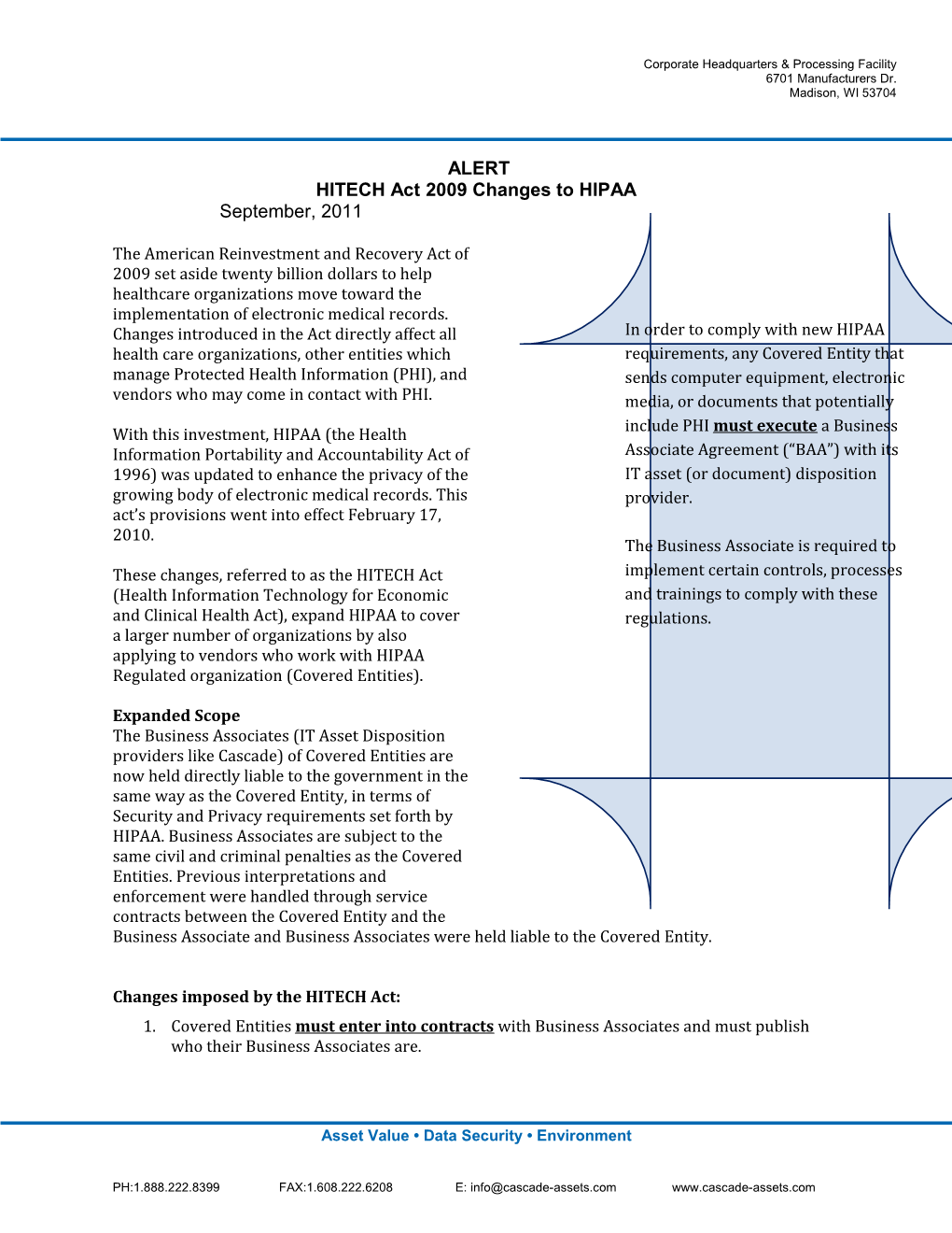 HITECH Act 2009 Changes to HIPAA