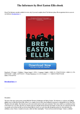 Download Ebook the Informers by Bret Easton Ellis