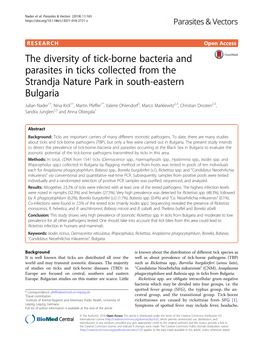 The Diversity of Tick-Borne Bacteria and Parasites in Ticks Collected From