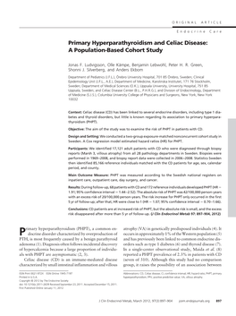 Primary Hyperparathyroidism and Celiac Disease: a Population-Based Cohort Study