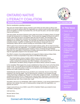 ONTARIO NATIVE LITERACY COALITION in This Issue
