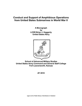 Conduct and Support of Amphibious Operations from United States Submarines in World War II