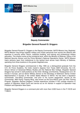 Deputy Commander Brigadier General Russell D. Driggers