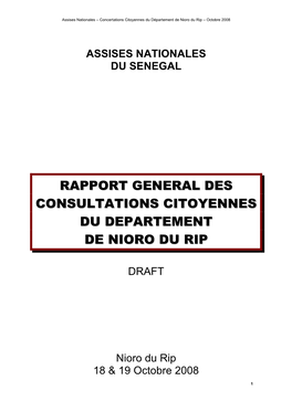 Rapport General Des Consultations Citoyennes Du Departement De