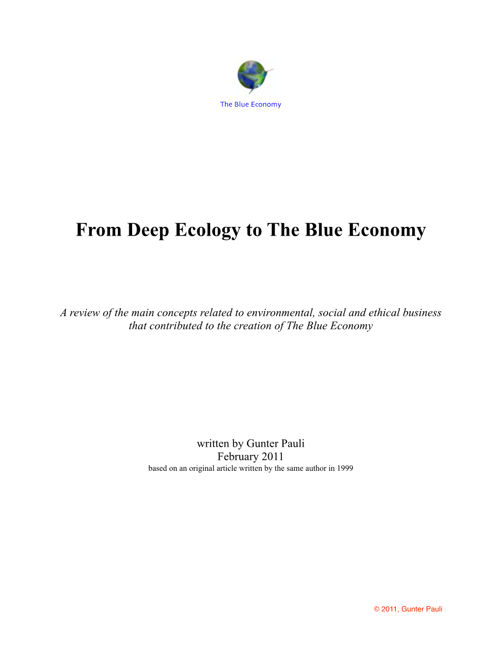 From Deep Ecology to the Blue Economy 2011