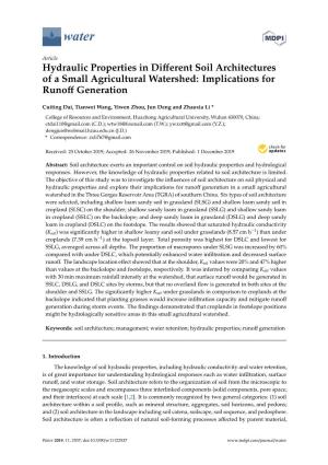 Hydraulic Properties in Different Soil Architectures of a Small Agricultural Watershed