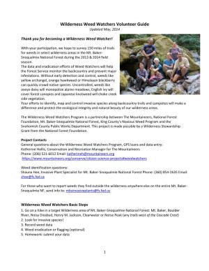 Wilderness Weed Watchers Volunteer Guide Updated May, 2014