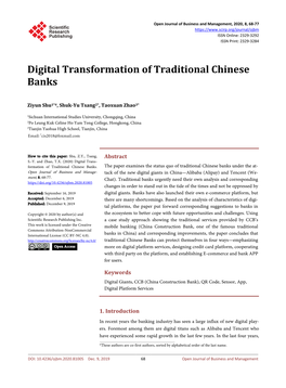 Digital Transformation of Traditional Chinese Banks