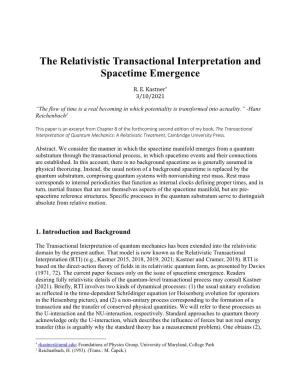 The Relativistic Transactional Interpretation and Spacetime Emergence