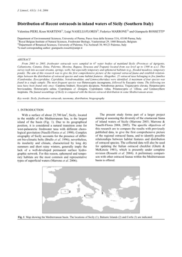Distribution of Recent Ostracods in Inland Waters of Sicily (Southern Italy)