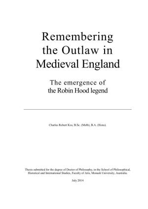 Remembering the Outlaw in Medieval England