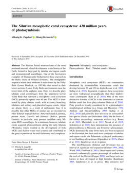 The Silurian Mesophotic Coral Ecosystems: 430 Million Years of Photosymbiosis