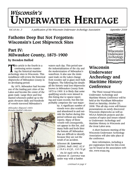 Underwater Heritage  Wisconsin’S Underwater Heritage