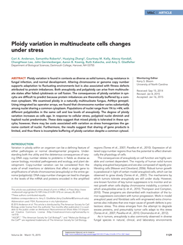 Ploidy Variation in Multinucleate Cells Changes Under Stress